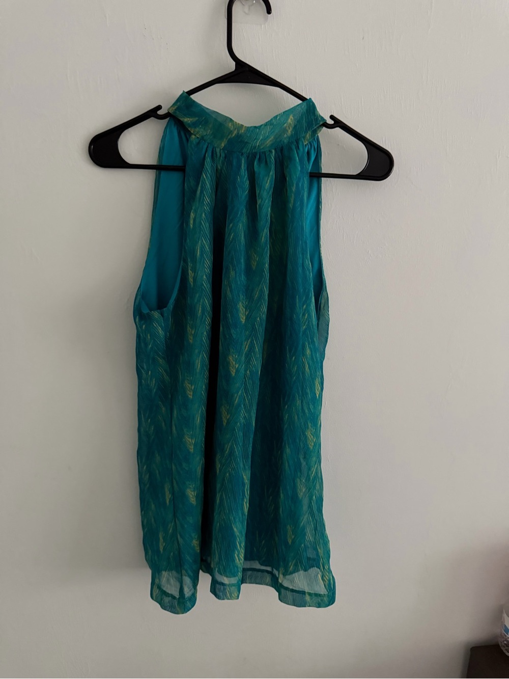 Sleeveless Teal Print Halter Top